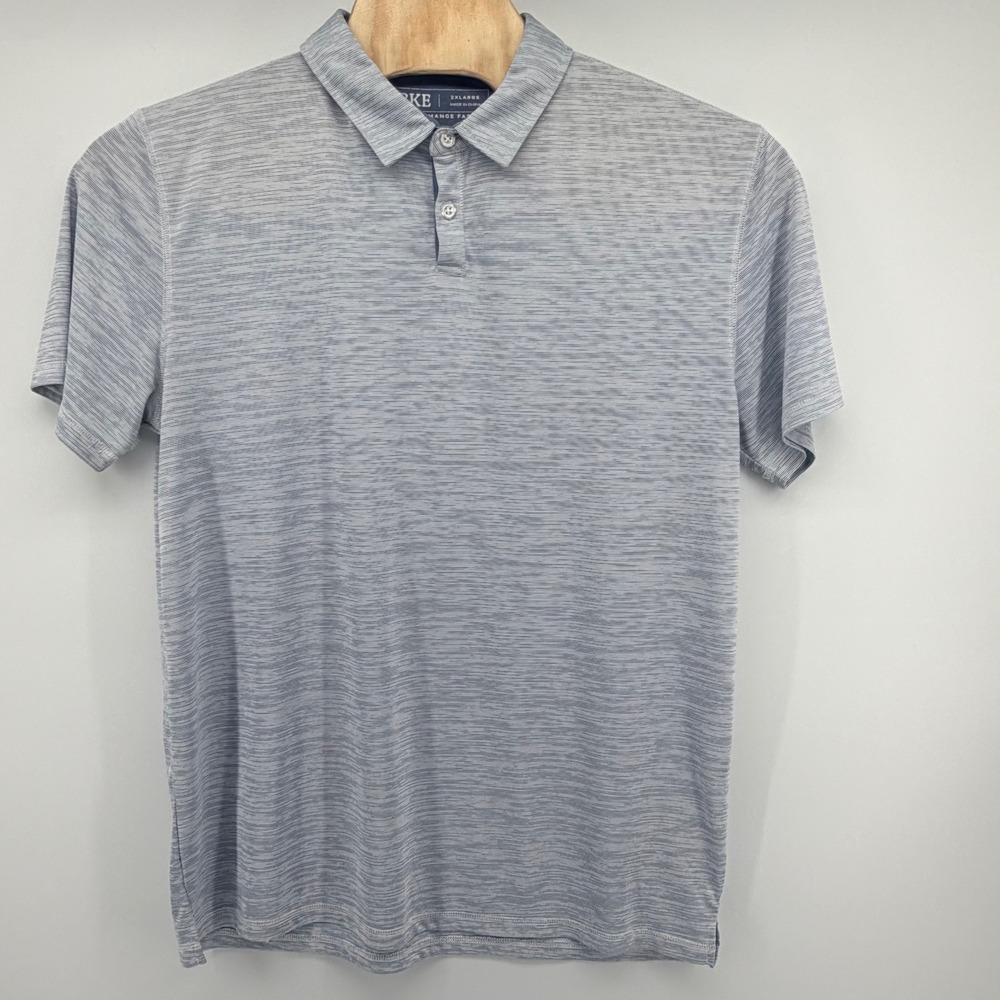 BKE Performance Polo Shirt Mens 2XL Blue White Space Dye Heathered Golf Active